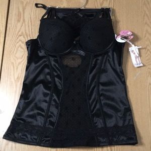 New Playboy Lacey Sheer Lingerie with thong Underwired Padded Cups Medium Large